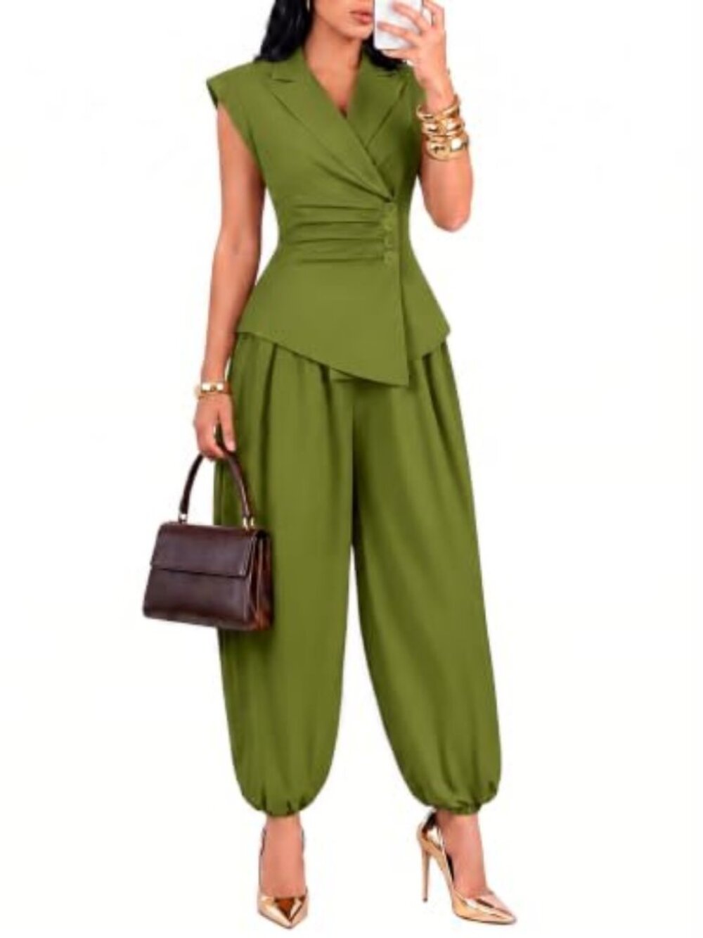 kaimimei 2 Piece Sets for Women Casual Vest and Wide Leg Pants